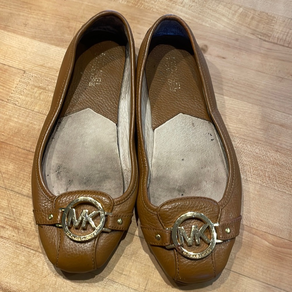 Michael Kors Leather Flats Brown MK Women's Size 8.5